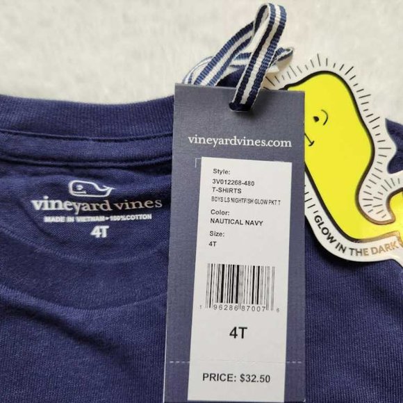 New boys 6 Vineyard Vines night fishing glow in the dark long sleeve pocket tee - Picture 5 of 5
